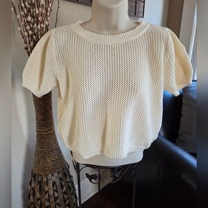 THML Soft Yellow 100% Cotton Short Sleeve Sweater
